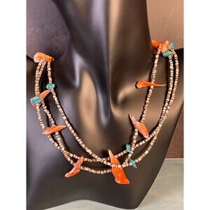 Zuni Multi Strand Heishi Shell Fetish Necklace Southwestern